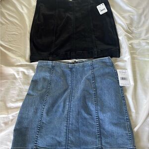 Free People Black Mini Skirt & Light Blue Denim Mini Skirt
